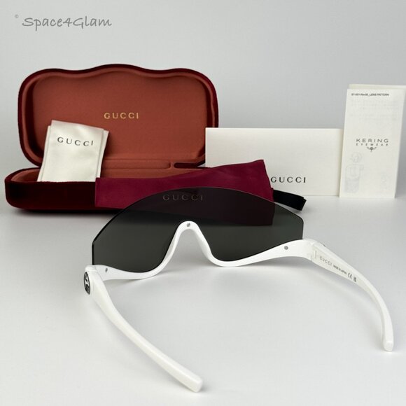 NEW Gucci GG1650S 007 White Grey Unisex Shield Mask Sunglasses GG 1650S - Picture 6 of 8